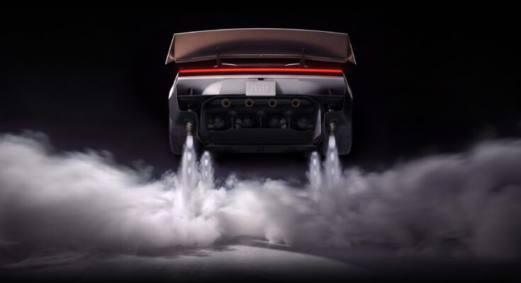 Imagen promocional oficial de Tesla: Roadster suspendido en el aire con los propulsores activos