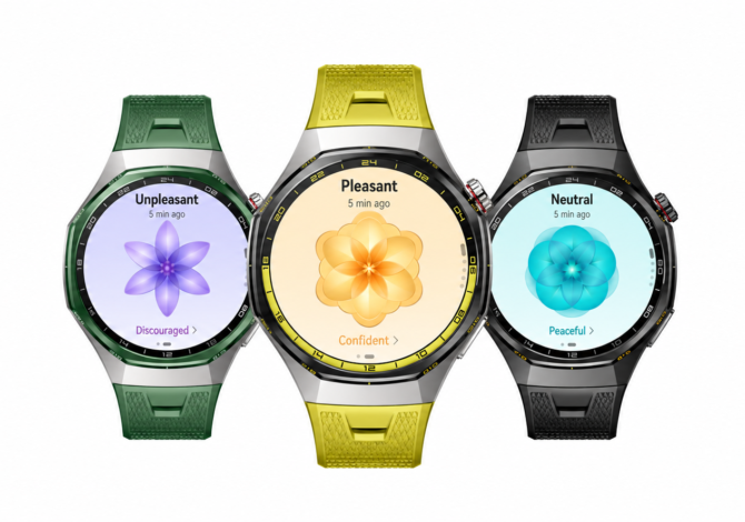 Huawei Watch GT 7 Pro en verde, amarillo y negro, con encuadre centrado