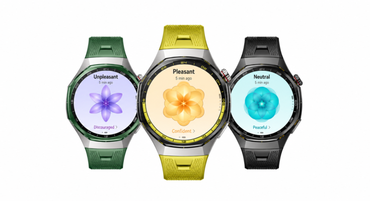 Huawei Watch GT 7 Pro en verde, amarillo y negro, con encuadre centrado